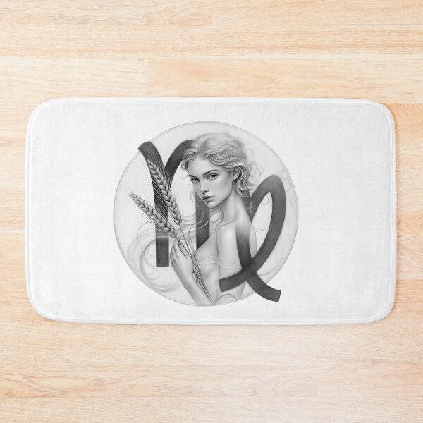 Item preview, Virgo Maiden Wheat Sketch Vintage Zodiac Circle Art designed and sold by Zodiac Celestial Art.