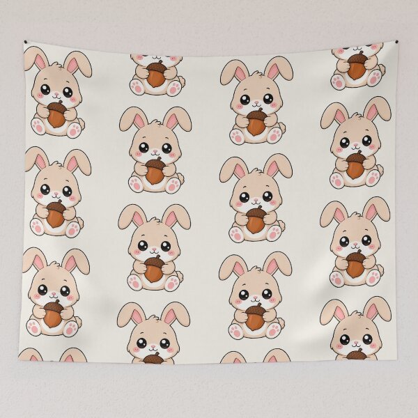 Item preview, Cute Bunny Holding Acorn Autumn Fall Season designed and sold by Seculinator.