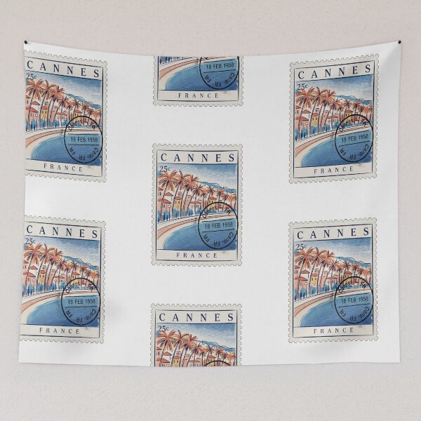 Item preview, Cannes France Riviera Coastal Postage Stamp Travel Sticker designed and sold by stickercuffs.