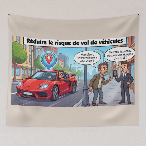 Item preview, Reducing the risk of vehicle theft – Humorous cartoon about GPS geolocation and car anti-theft devices 2 designed and sold by WordPlayStudio.