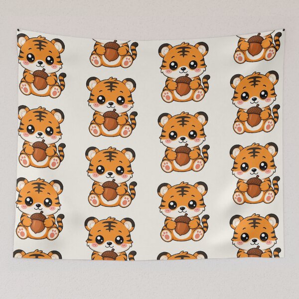 Item preview, Cute Tiger Holding Acorn Autumn Fall Season designed and sold by Seculinator.