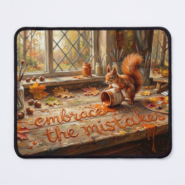 Item preview, Embrace The Mistakes Spilled Orange Paint Red Squirrel Art designed and sold by Englandbear.