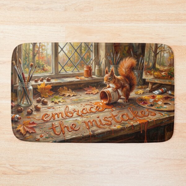 Item preview, Embrace The Mistakes Spilled Orange Paint Red Squirrel Art designed and sold by Englandbear.