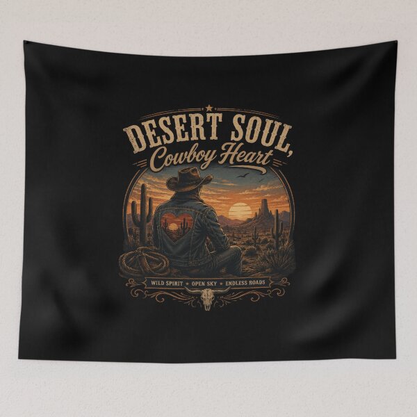 Item preview, Desert Soul, Cowboy Heart T-Shirt – Vintage Western Sunset Design, Retro Cowboy Aesthetic Tee, Wild West Graphic Shirt designed and sold by Artimax-Studio.