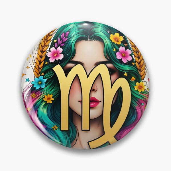 Item preview, Colorful Virgo Girl Floral Rainbow Kawaii Zodiac Art designed and sold by Zodiac Celestial Art.