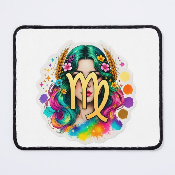 Item preview, Colorful Virgo Girl Floral Rainbow Kawaii Zodiac Art designed and sold by Zodiac Celestial Art.