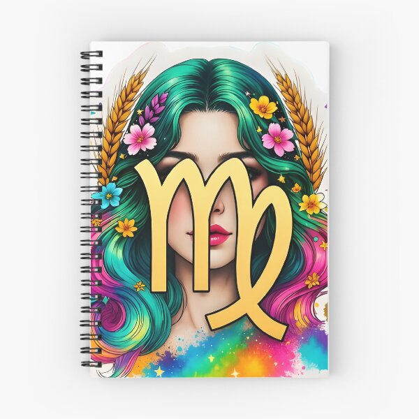 Item preview, Colorful Virgo Girl Floral Rainbow Kawaii Zodiac Art designed and sold by Zodiac Celestial Art.
