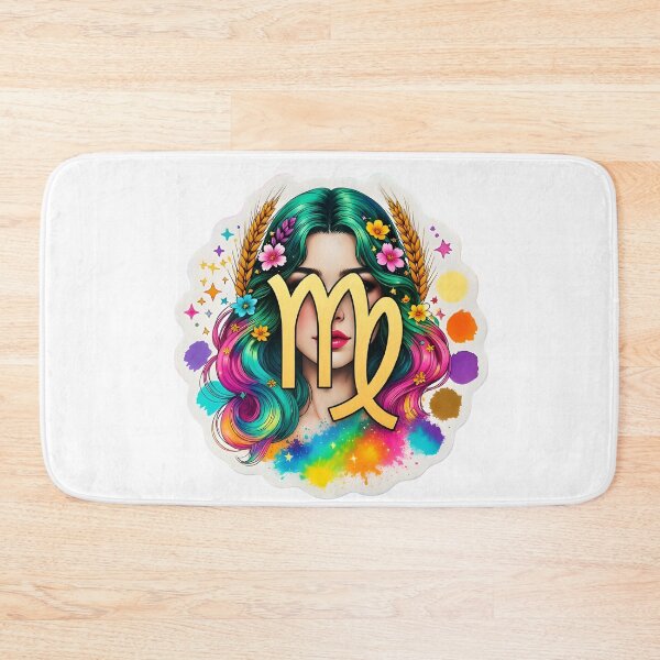 Item preview, Colorful Virgo Girl Floral Rainbow Kawaii Zodiac Art designed and sold by Zodiac Celestial Art.