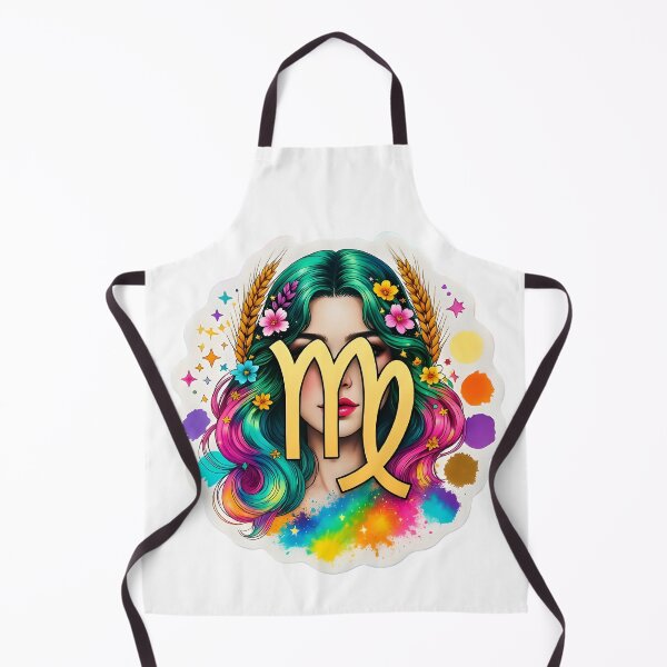 Item preview, Colorful Virgo Girl Floral Rainbow Kawaii Zodiac Art designed and sold by Zodiac Celestial Art.