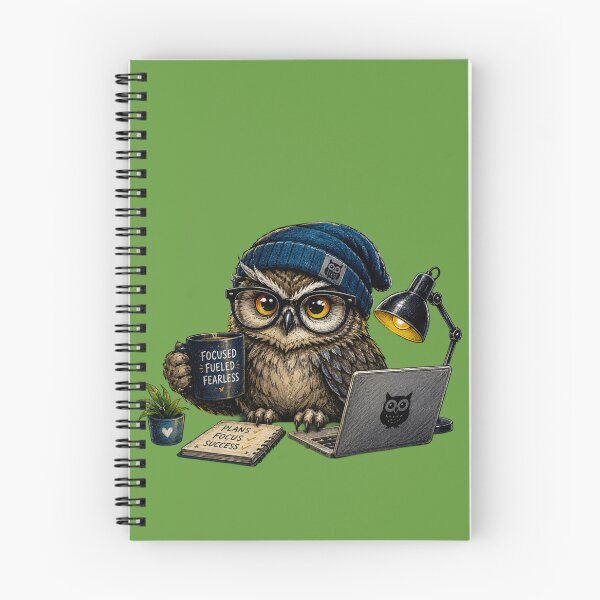 Item preview, Focused Owl Coffee Workspace Sticker designed and sold by PremVerse.