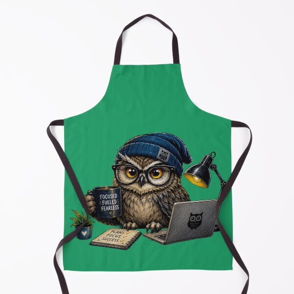 Item preview, Focused Owl Coffee Workspace Sticker designed and sold by PremVerse.