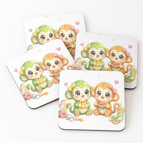 Item preview, Cute Summer Monkeys - Kawaii Beach Vacation Baby Animals designed and sold by ToonyTeez.