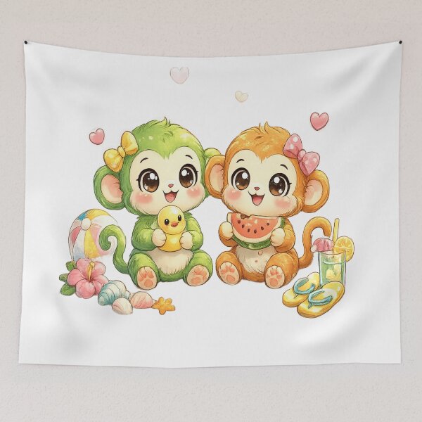 Item preview, Cute Summer Monkeys - Kawaii Beach Vacation Baby Animals designed and sold by ToonyTeez.