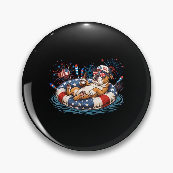 Item preview, Patriotic English Bulldog Beer Floatie USA Flag 4th of July designed and sold by SylviaYLaughlin.