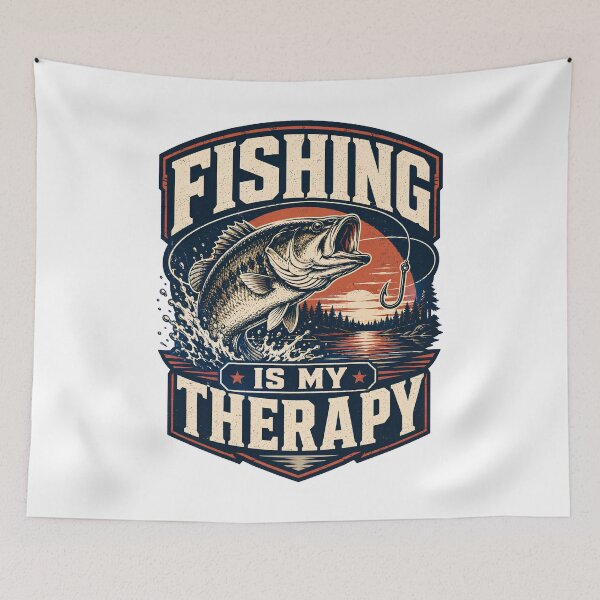 Item preview, Fishing Is My Therapy Vintage Bass Fishing Gift designed and sold by 404CLOTHINGG.