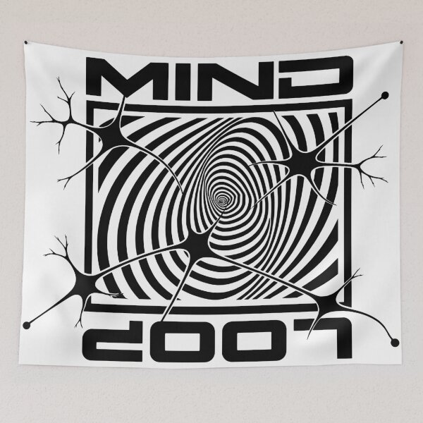 Item preview, Mind Loop Optical Illusion - BLACK- Abstract Rave & Psychedelic Graphic Design designed and sold by UndergroundRavers.