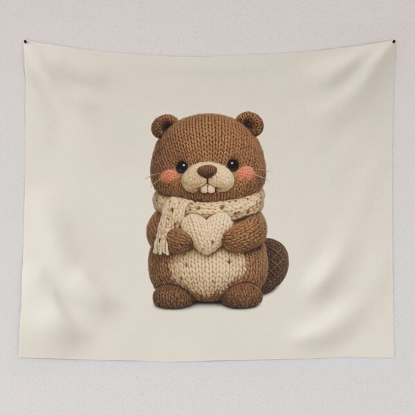 Item preview, Cute Knitted Beaver Plush | Kawaii Handmade Crochet Cottagecore designed and sold by Moons Studio.