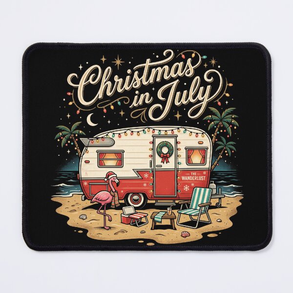 Item preview, Christmas In July Camping Retro Camper Shirt designed and sold by TeNovaStudio ⭐⭐⭐⭐⭐.