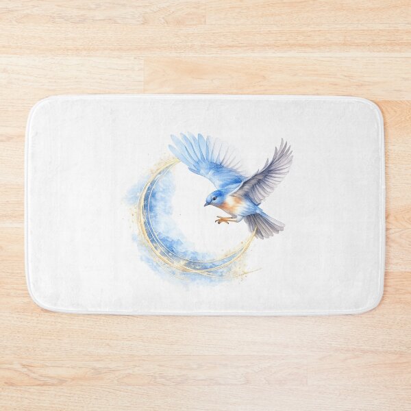 Item preview, Mystical Bluebird Flying Over Crescent Moon | Watercolor Bluebird Lover Bird Art designed and sold by Dinaelsherkawy.