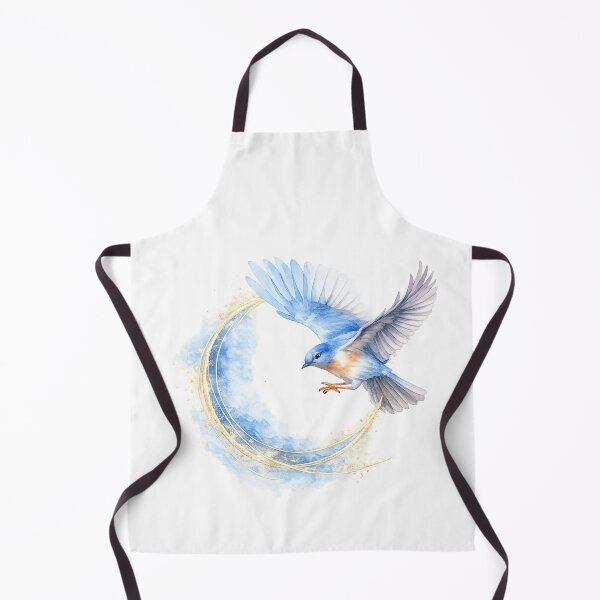 Item preview, Mystical Bluebird Flying Over Crescent Moon | Watercolor Bluebird Lover Bird Art designed and sold by Dinaelsherkawy.