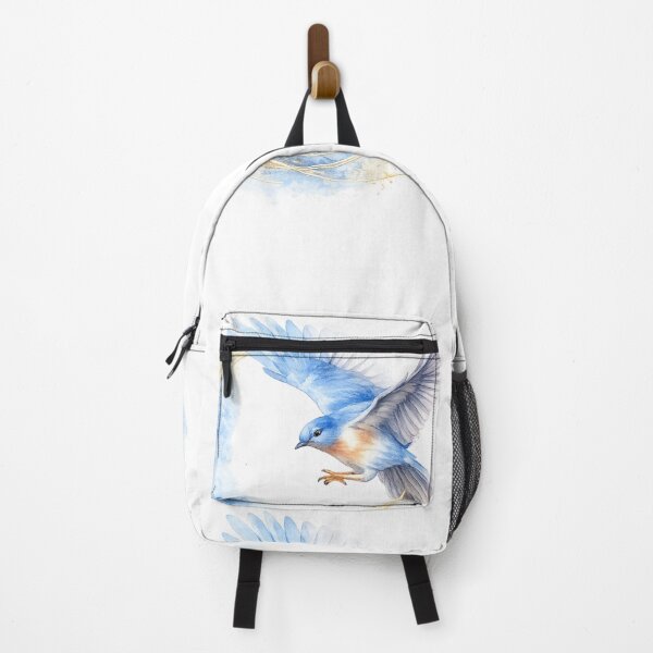 Item preview, Mystical Bluebird Flying Over Crescent Moon | Watercolor Bluebird Lover Bird Art designed and sold by Dinaelsherkawy.