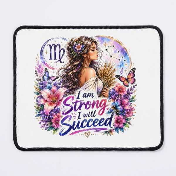 Item preview, Virgo Strong I Will Succeed Floral Goddess Zodiac Art designed and sold by Zodiac Celestial Art.