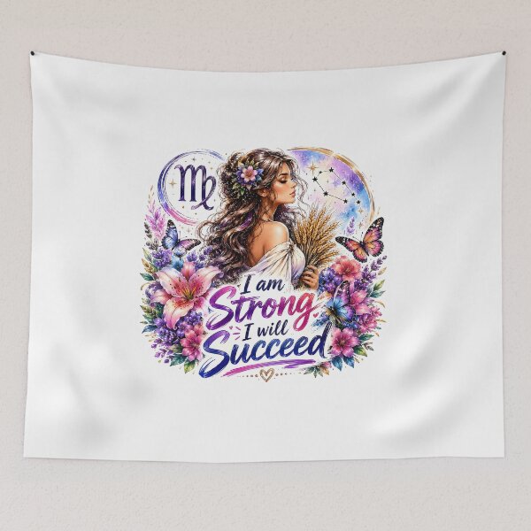 Item preview, Virgo Strong I Will Succeed Floral Goddess Zodiac Art designed and sold by Zodiac Celestial Art.