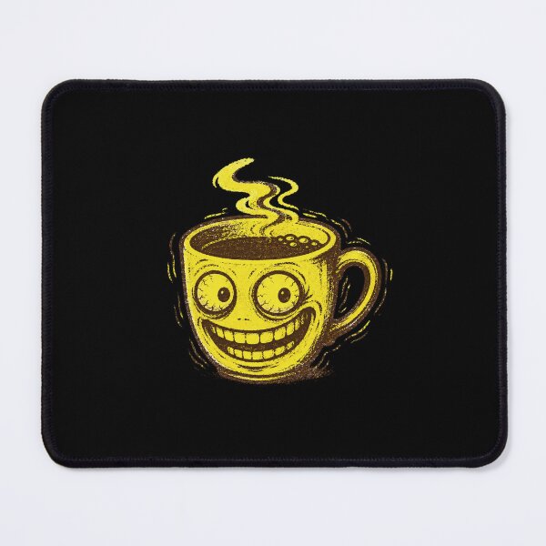 Item preview, Unhinged Fifth Coffee Cup Face Shaking – Risograph Zine Espresso Brown Electric Yellow Illustration designed and sold by OnPointOutfits.