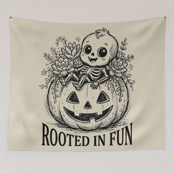 Item preview, Pumpkin Planter - Spooky Cute Skeleton designed and sold by bapupa.