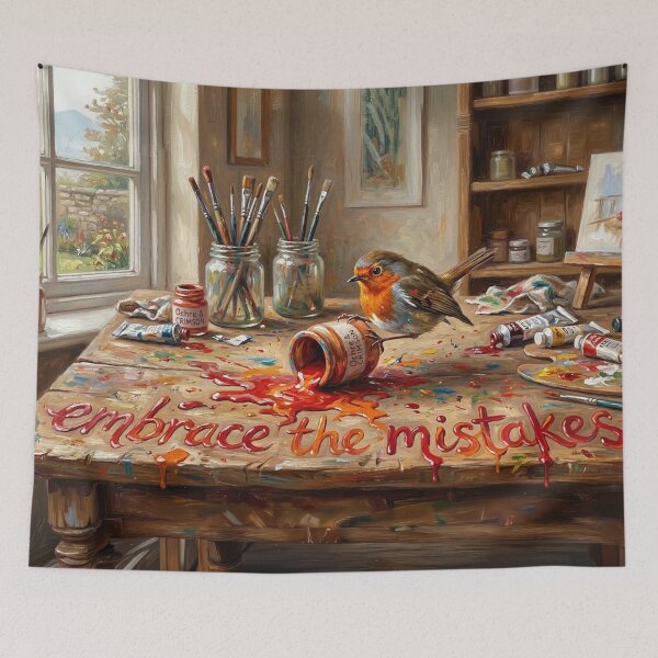 Item preview, Embrace The Mistakes Spilled Red Paint Robin Art designed and sold by Englandbear.
