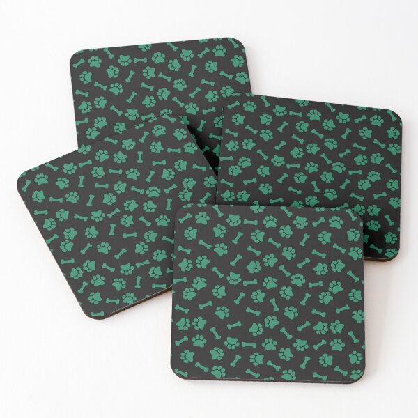 Item preview, Black And Green Dog Paw And Bone Pattern designed and sold by pattern-archive.