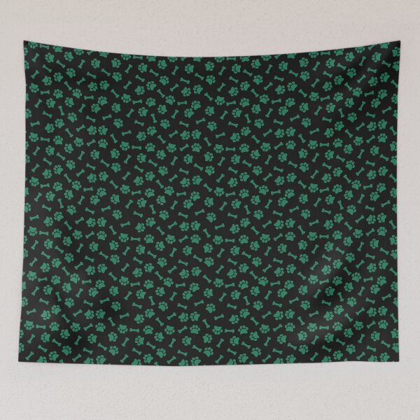 Item preview, Black And Green Dog Paw And Bone Pattern designed and sold by pattern-archive.