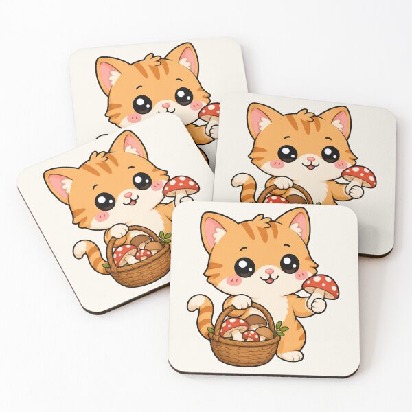 Item preview, Cute Orange Cat Mushroom Foraging Cottagecore Art designed and sold by Seculinator.