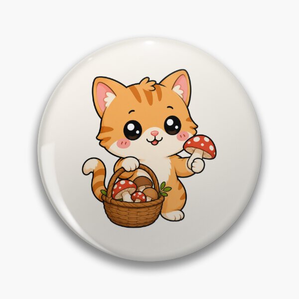 Item preview, Cute Orange Cat Mushroom Foraging Cottagecore Art designed and sold by Seculinator.