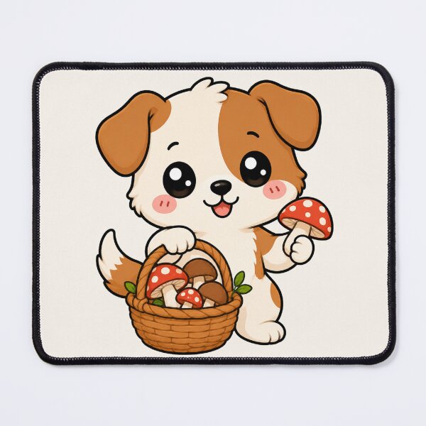 Item preview, Cute Puppy Mushroom Foraging Cottagecore Dog Art designed and sold by Seculinator.