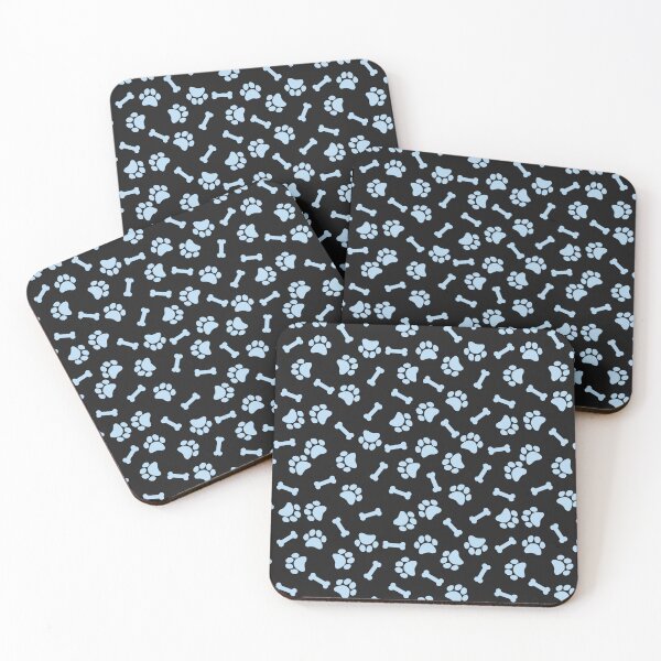 Item preview, Black And Ice Blue Dog Paw And Bone Pattern designed and sold by pattern-archive.