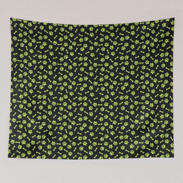Item preview, Black And Lime Dog Paw And Bone Pattern designed and sold by pattern-archive.