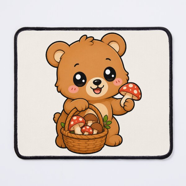 Item preview, Cute Teddy Bear Mushroom Foraging Cottagecore Art designed and sold by Seculinator.