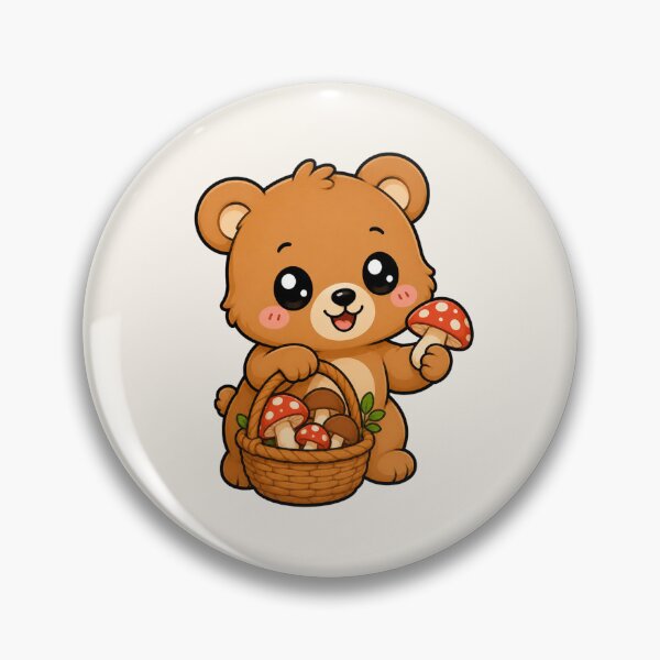 Item preview, Cute Teddy Bear Mushroom Foraging Cottagecore Art designed and sold by Seculinator.