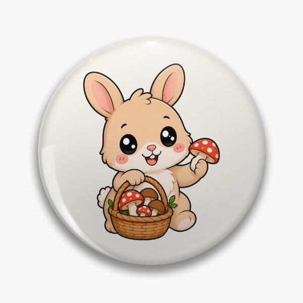 Item preview, Cute Bunny Mushroom Foraging Cottagecore Rabbit Art designed and sold by Seculinator.