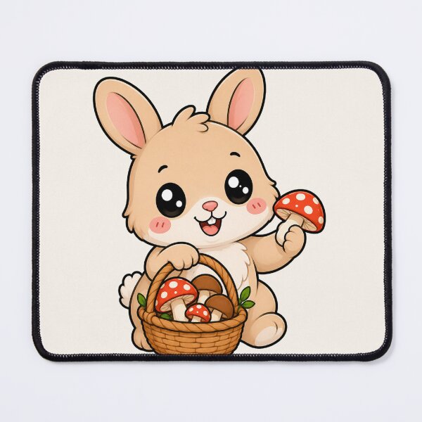 Item preview, Cute Bunny Mushroom Foraging Cottagecore Rabbit Art designed and sold by Seculinator.