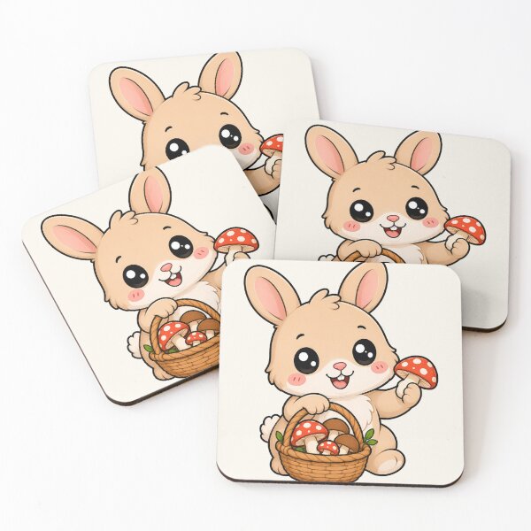 Item preview, Cute Bunny Mushroom Foraging Cottagecore Rabbit Art designed and sold by Seculinator.