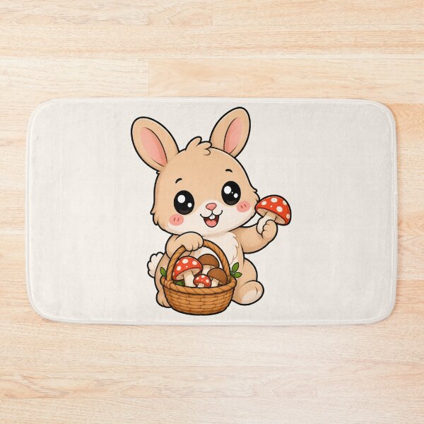 Item preview, Cute Bunny Mushroom Foraging Cottagecore Rabbit Art designed and sold by Seculinator.