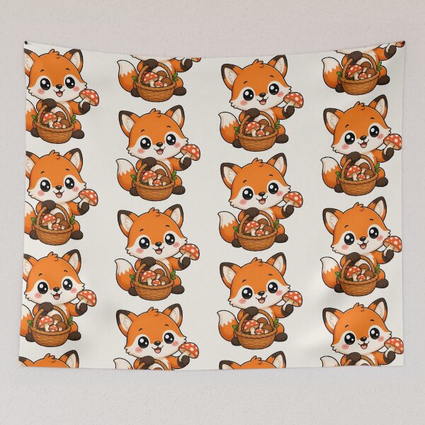 Item preview, Cute Fox Mushroom Foraging Cottagecore Woodland Art designed and sold by Seculinator.