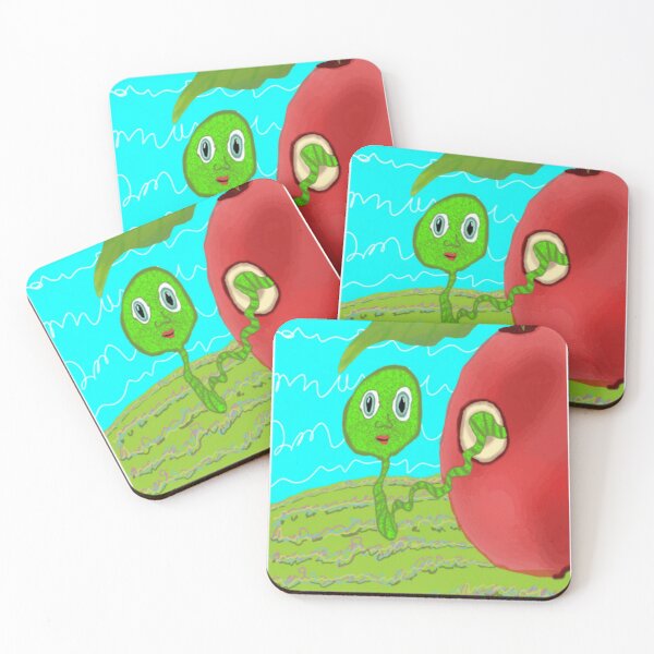 Item preview, Green Worm and Red Apple designed and sold by willisburchArt.