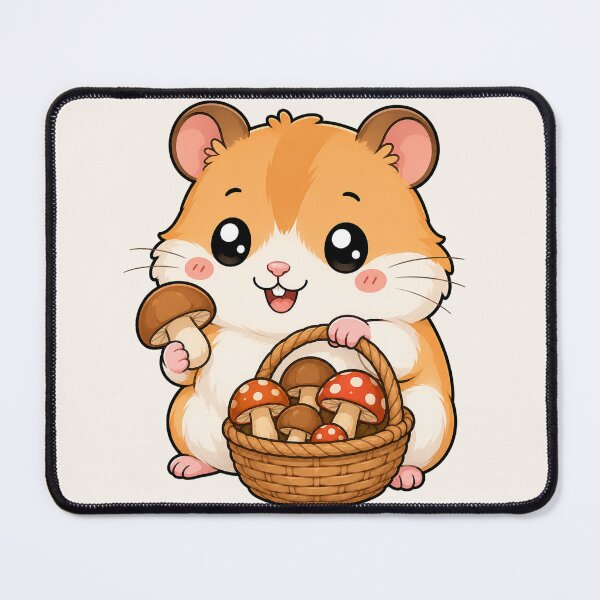 Item preview, Cute Hamster Mushroom Foraging Cottagecore Rodent Art designed and sold by Seculinator.