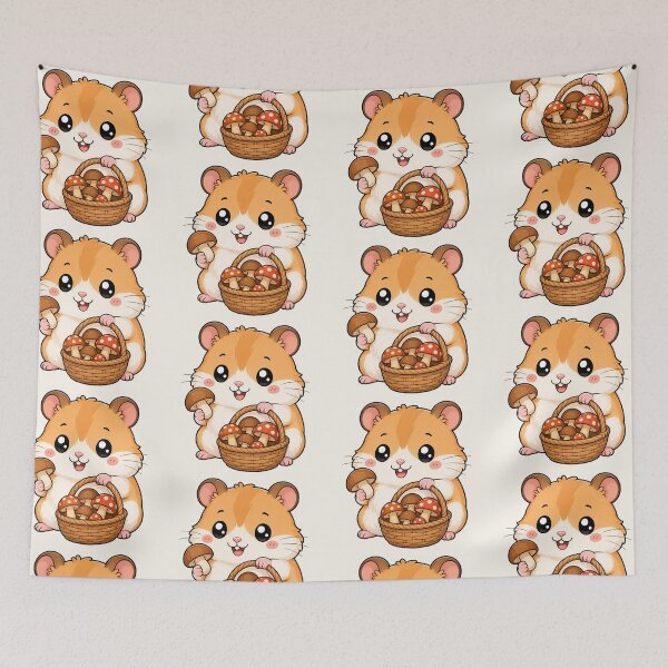 Item preview, Cute Hamster Mushroom Foraging Cottagecore Rodent Art designed and sold by Seculinator.