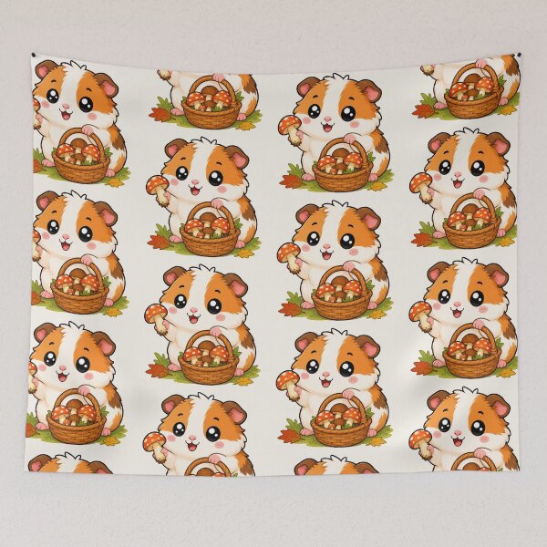 Item preview, Cute Guinea Pig Mushroom Foraging Cottagecore Art designed and sold by Seculinator.