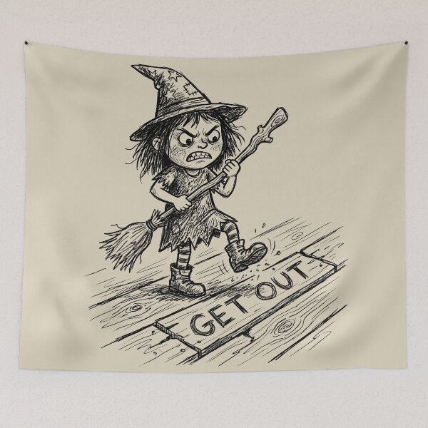 Item preview, Broomstick Floor Slam - Spooky Cute Witch designed and sold by bapupa.
