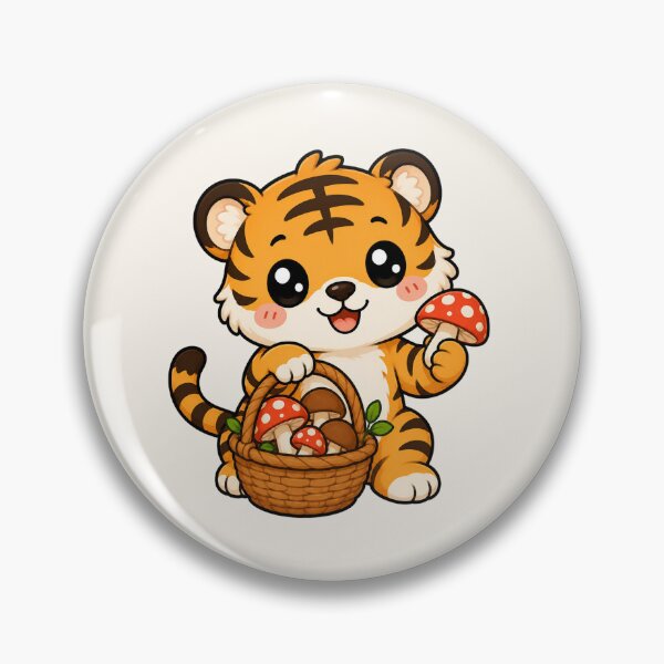 Item preview, Cute Tiger Mushroom Foraging Cottagecore Wildlife Art designed and sold by Seculinator.
